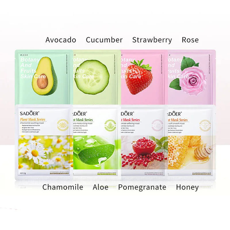 8pcs Korean Plant-Based Facial Masks