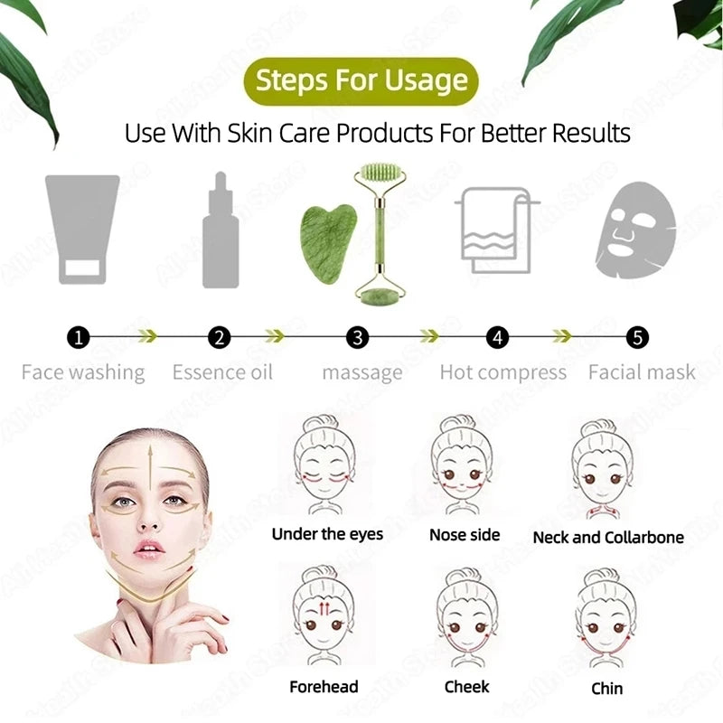 Gua Sha Face Massager Jade Roller Facial