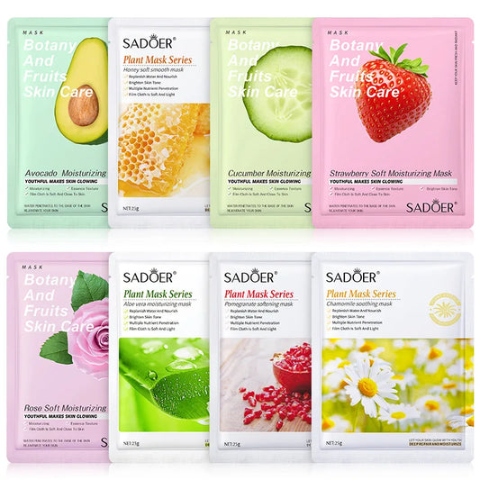 8pcs Korean Plant-Based Facial Masks